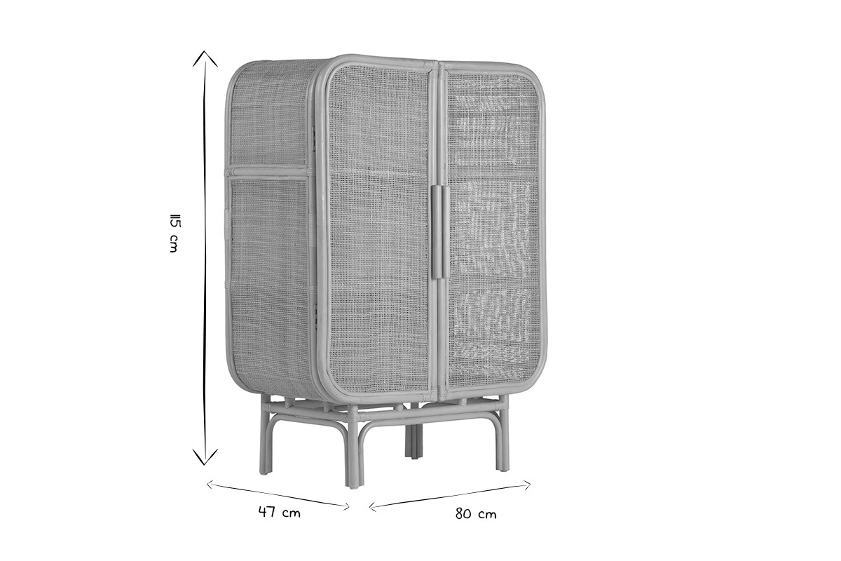 Buffet en rotin 2 portes L80 cm LUWAK