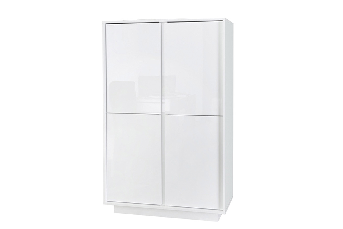 Buffet haut design blanc brillant 4 portes L92 cm COMO