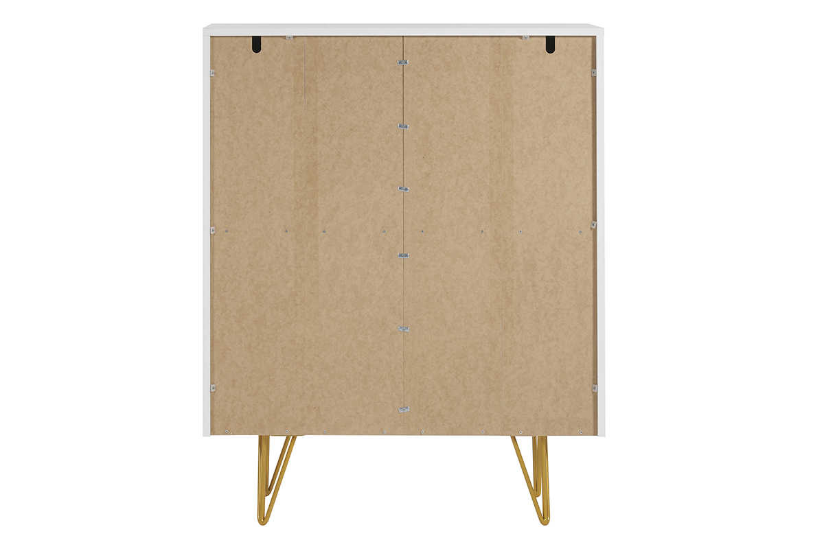 Buffet haut design grav blanc mat et mtal dor 4 portes L86 cm OZEN