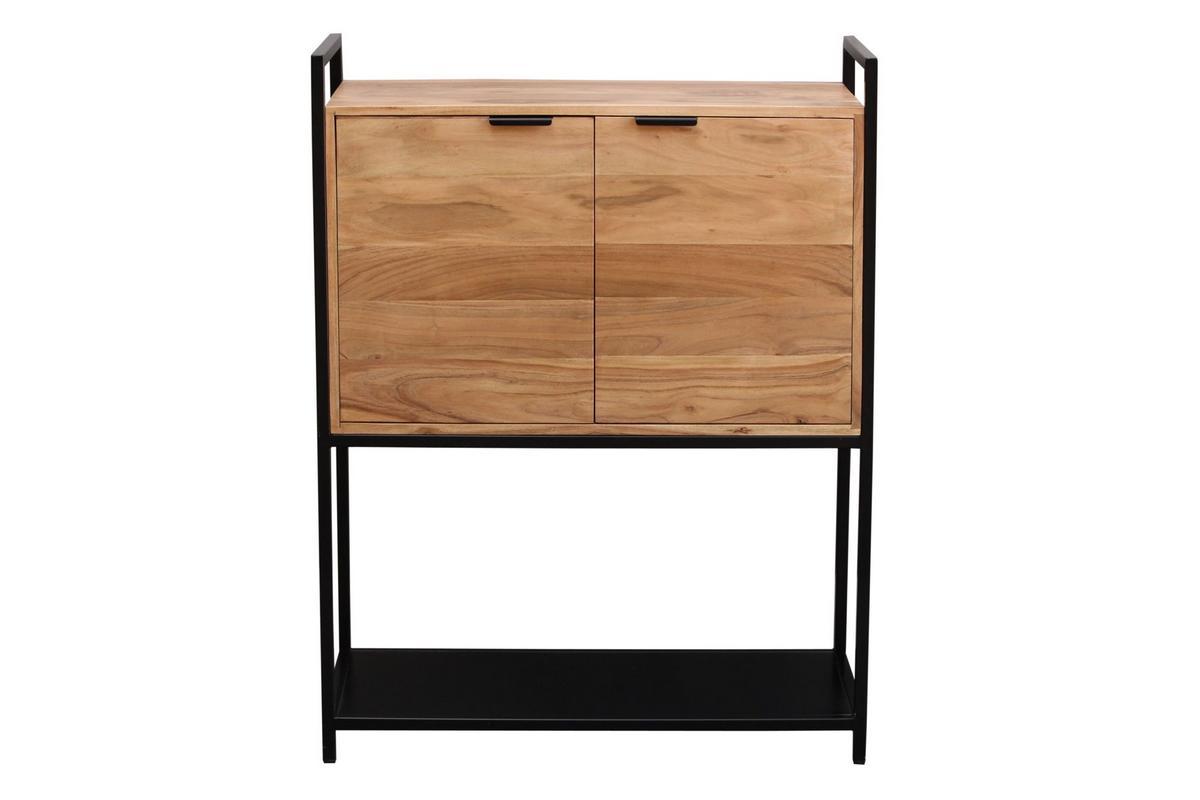 Buffet haut en bois massif et mtal noir 2 portes L85 cm ARTHUS