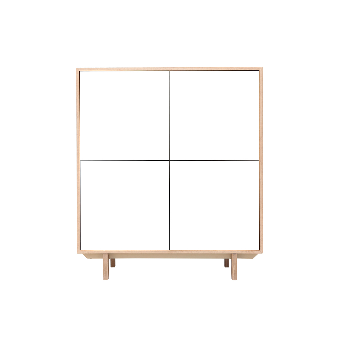 Buffet haut scandinave bois et blanc 4 portes L110 cm SID