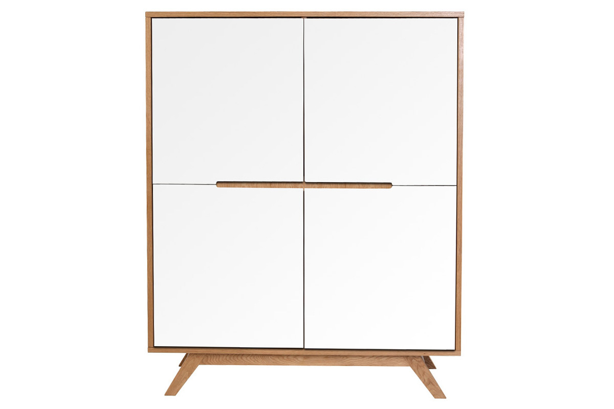 Buffet haut scandinave bois et blanc L110 cm HELIA