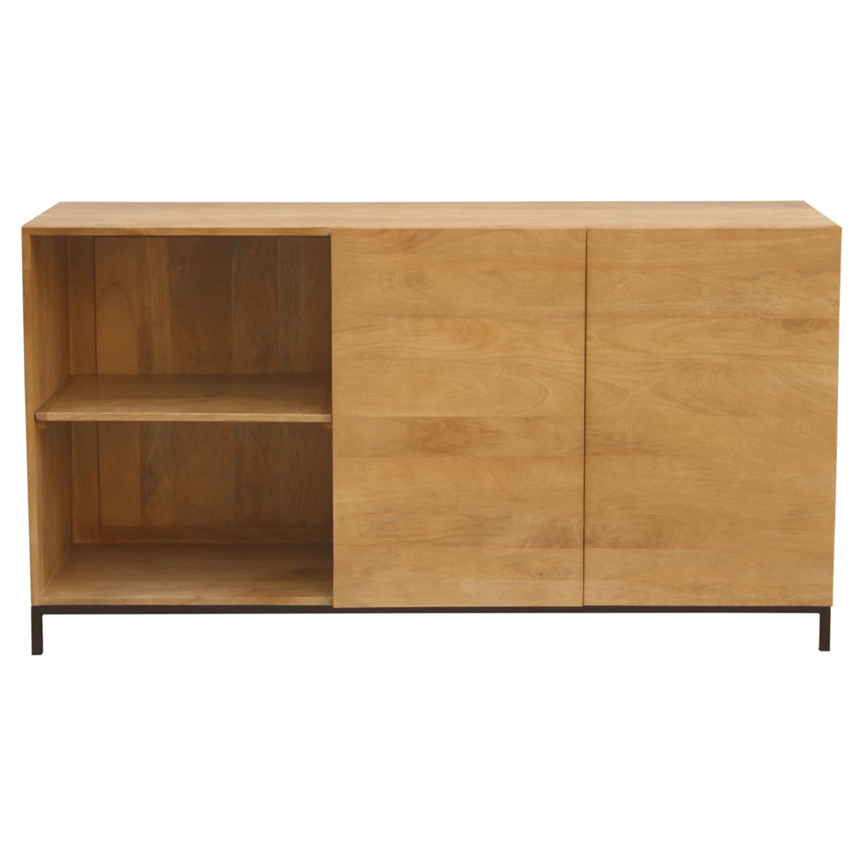 Buffet industriel en bois manguier massif et métal noir 2 portes L145 cm YPSTER