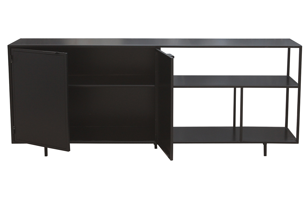 Buffet industriel en mtal noir 2 portes L180 cm KARL