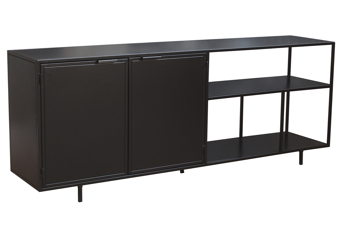 Buffet industriel en mtal noir 2 portes L180 cm KARL