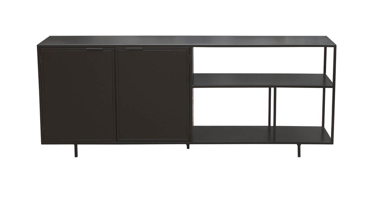 Buffet industriel en mtal noir 2 portes L180 cm KARL