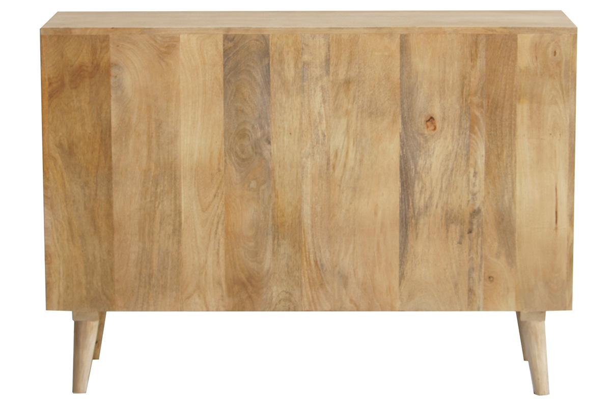 Buffet ouvert meuble de rangement bouteilles ou vinyles en bois manguier massif L120 cm ISIDRO