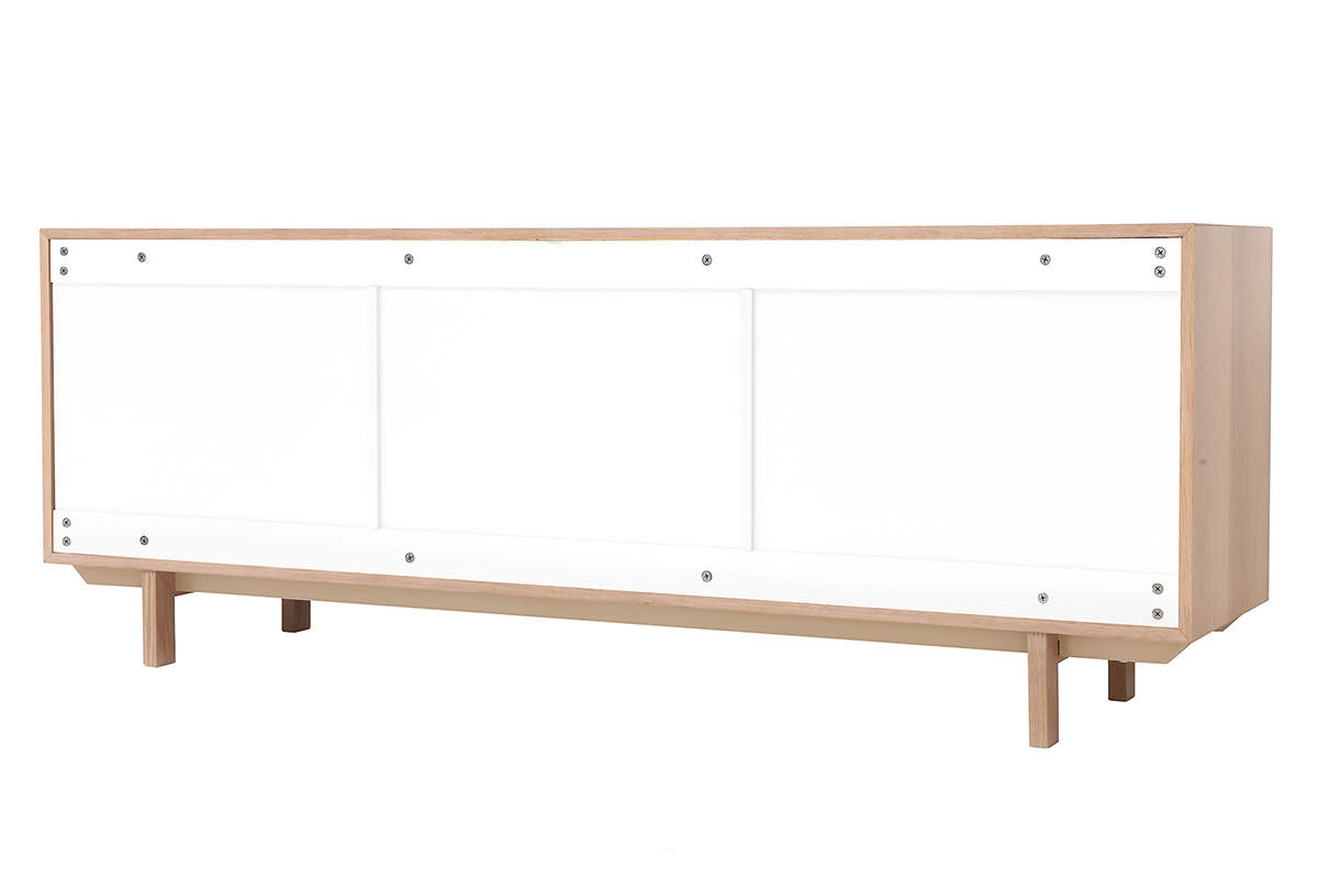 Buffet scandinave bois et blanc 2 portes 3 tiroirs L195cm SID