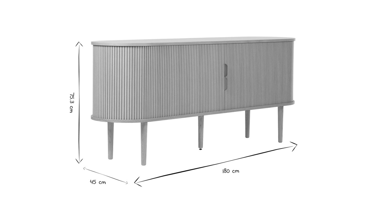 Buffet vintage bois clair chne avec rangements 2 portes coulissantes L180 cm EPIC