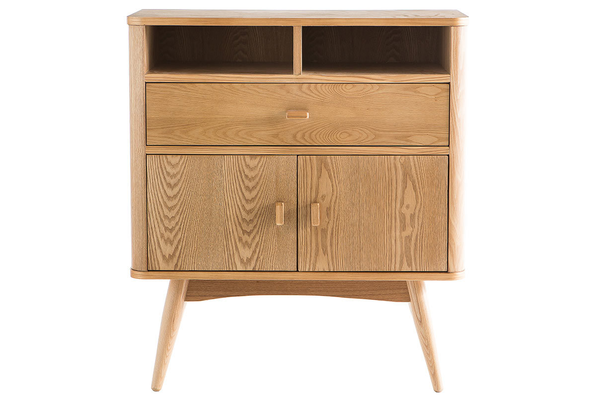 Buffet vintage en bois clair 2 portes 1 tiroir L80 cm NORDECO