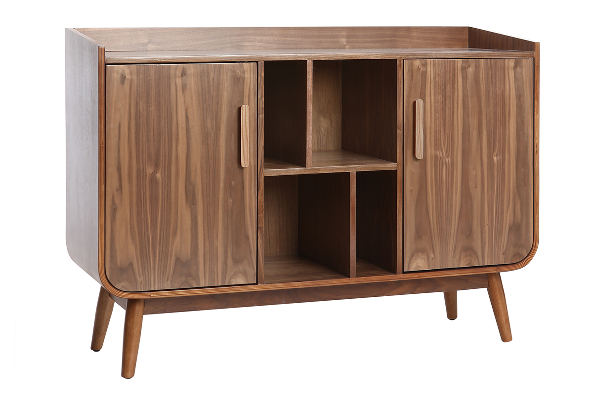 Buffet vintage en bois fonc noyer 2 portes L122 cm HALLEN