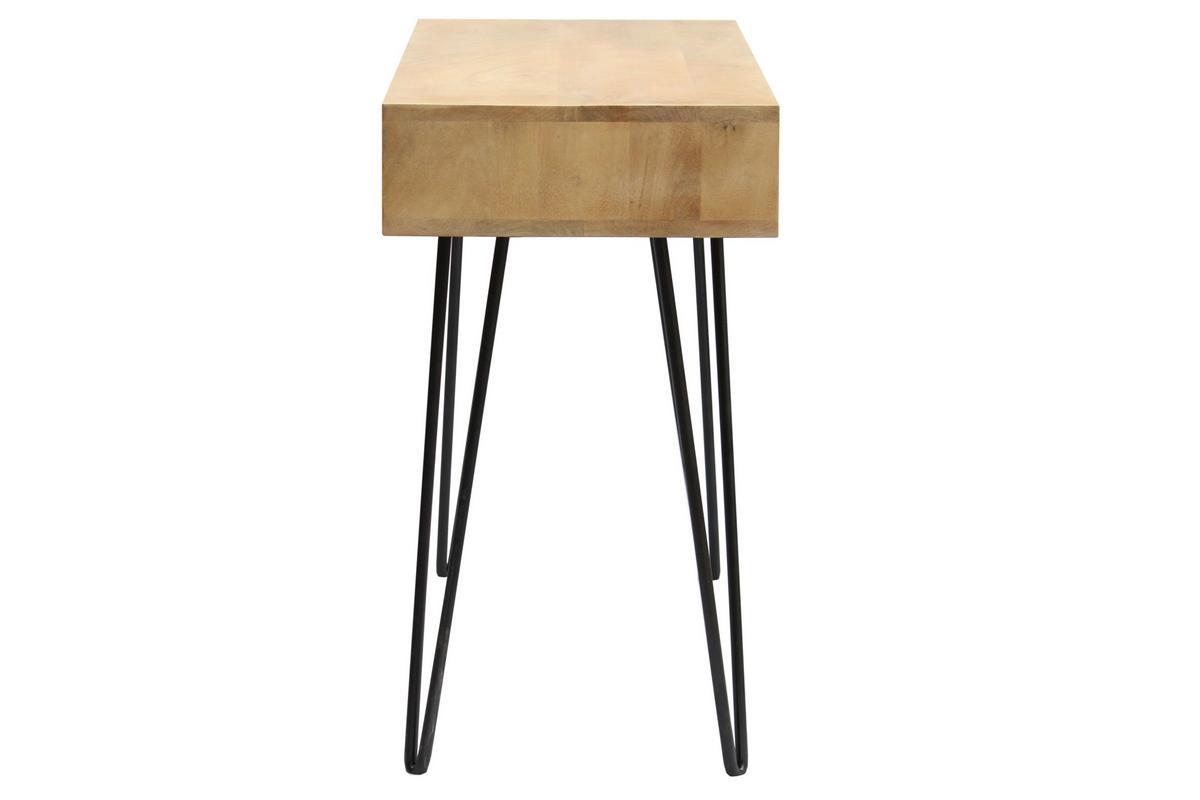 Bureau avec rangement en bois manguier massif et mtal noir L116 cm VIBES