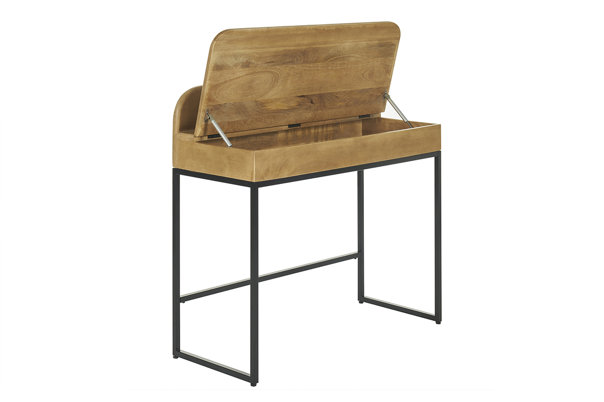 Bureau avec rangement en bois manguier massif L100 cm SHIVA