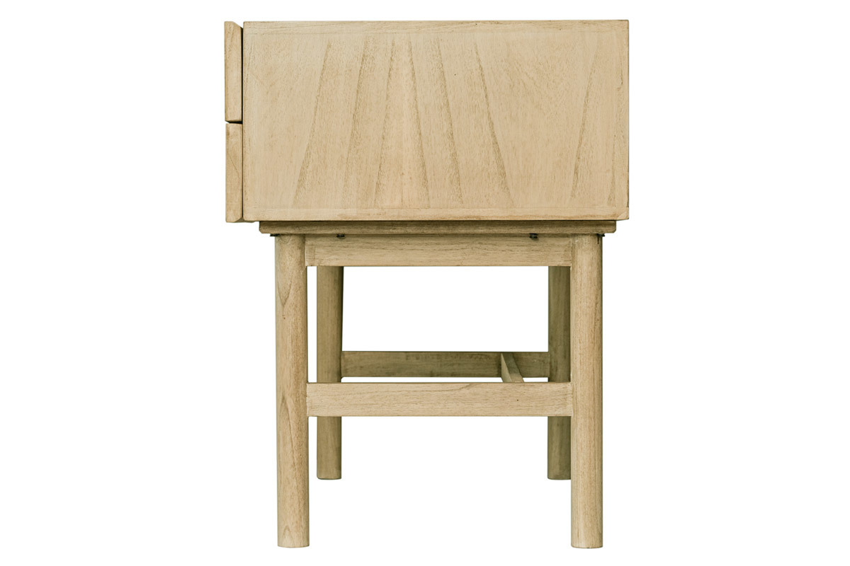 Bureau avec rangements 2 tiroirs bois clair et cannage rotin L120 cm GALINA