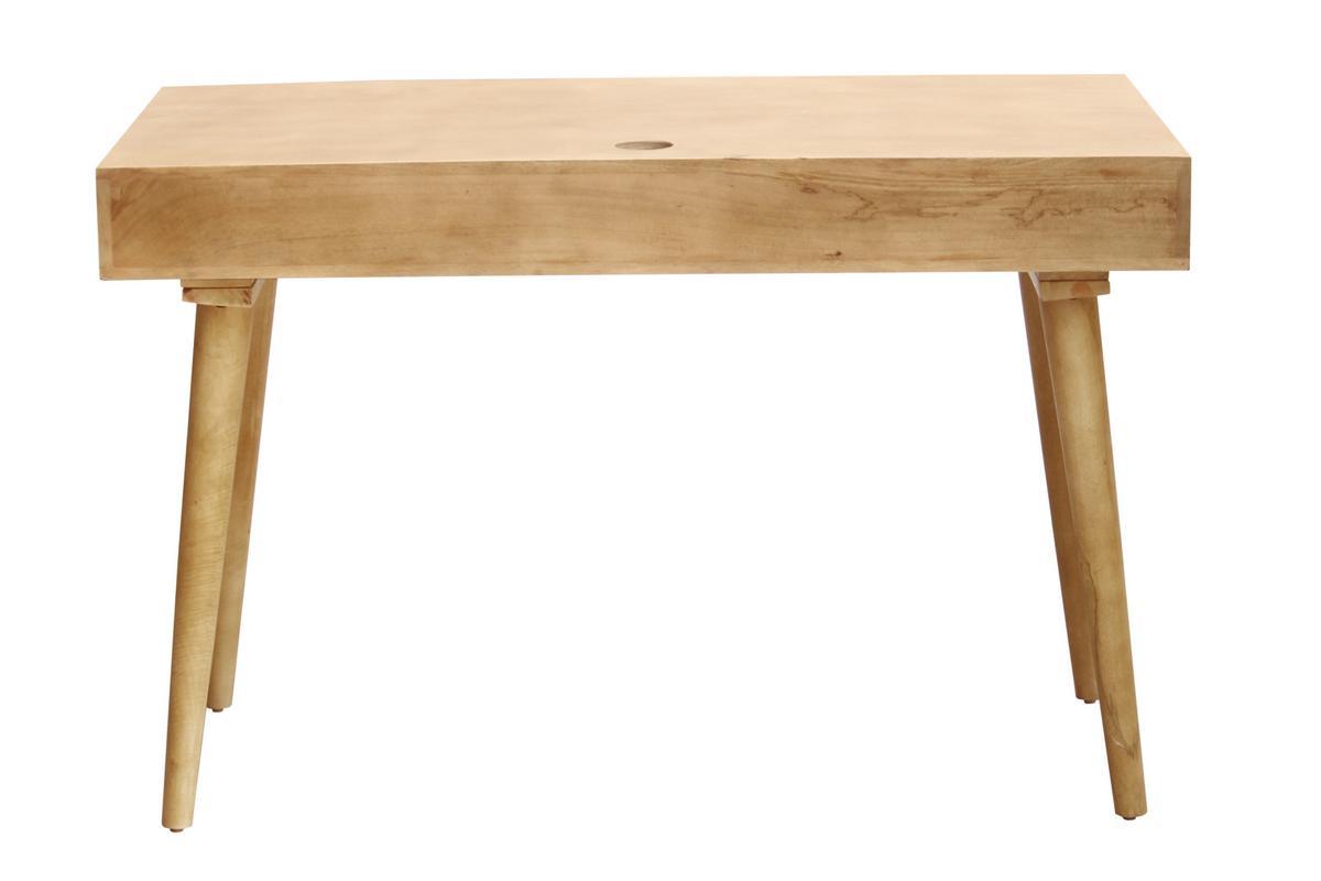 Bureau avec rangements 2 tiroirs ethnique bois manguier massif grav L120 cm KAFFIR