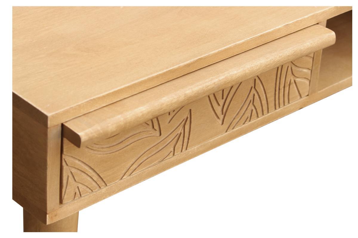 Bureau avec rangements 2 tiroirs ethnique bois manguier massif grav L120 cm KAFFIR