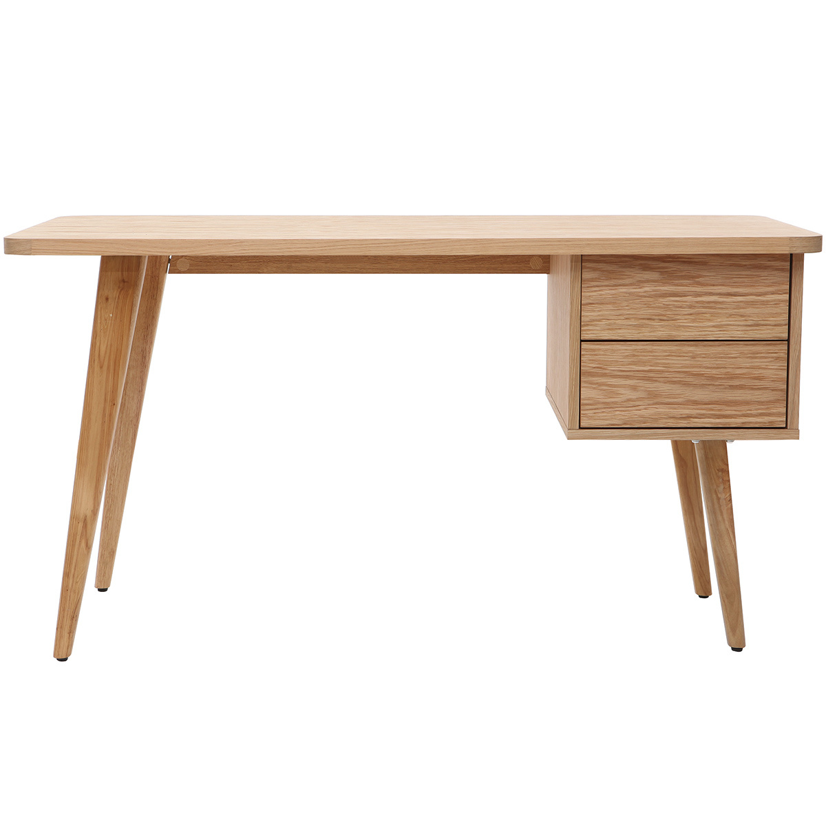 Bureau avec rangements 2 tiroirs scandinave bois clair chêne L140 cm FIFTIES