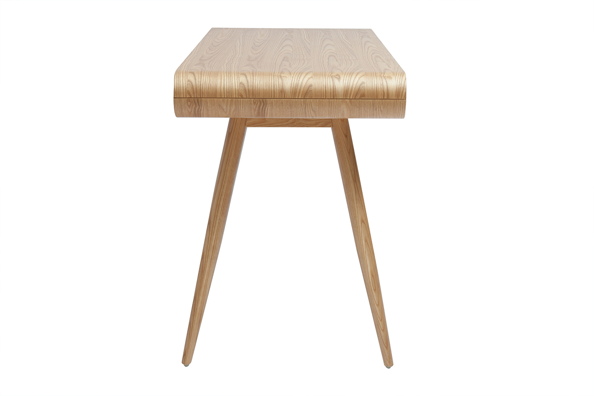 Bureau avec rangements 2 tiroirs scandinave bois clair L120 cm BJORG