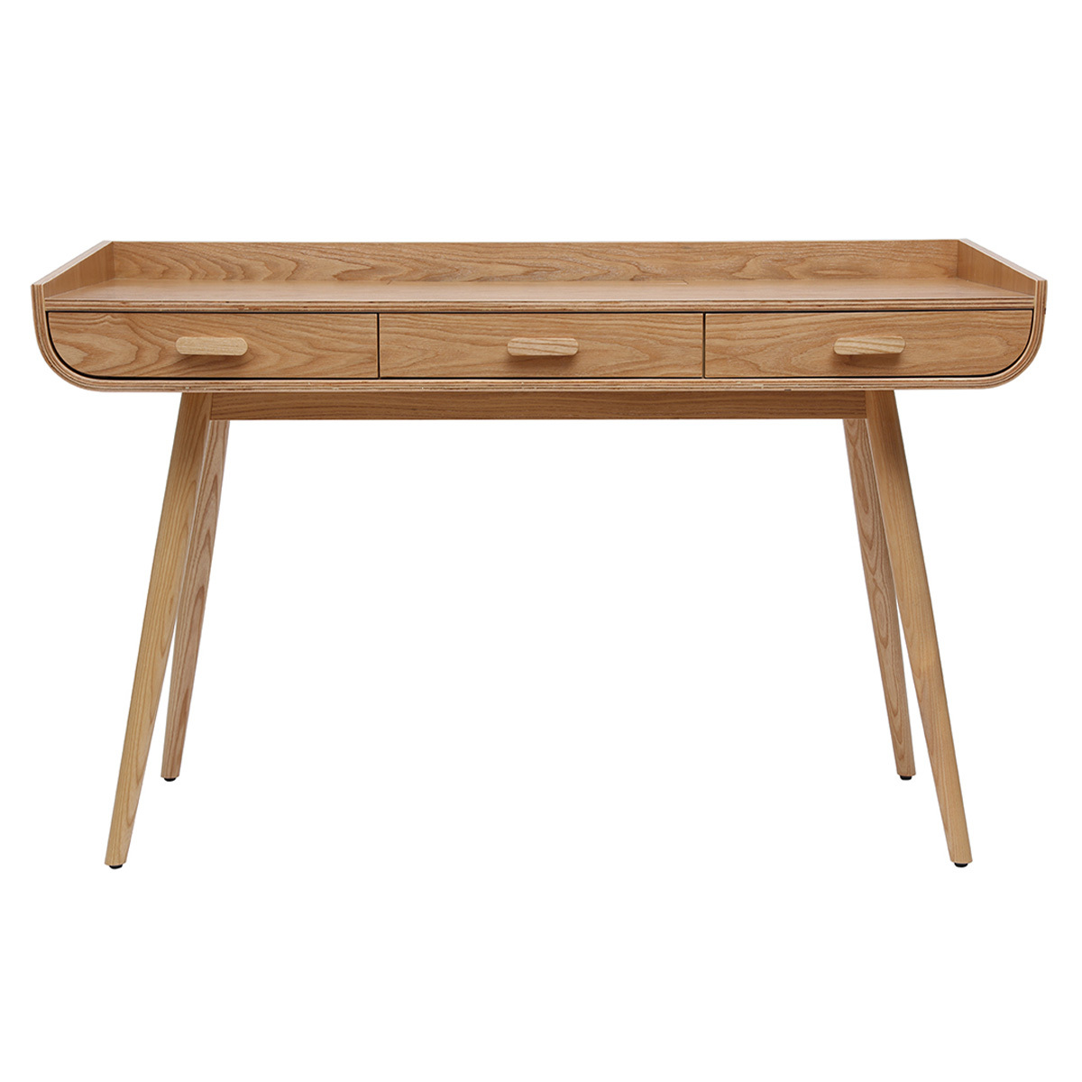 Bureau avec rangements 3 tiroirs scandinave bois clair L132 cm HALLEN