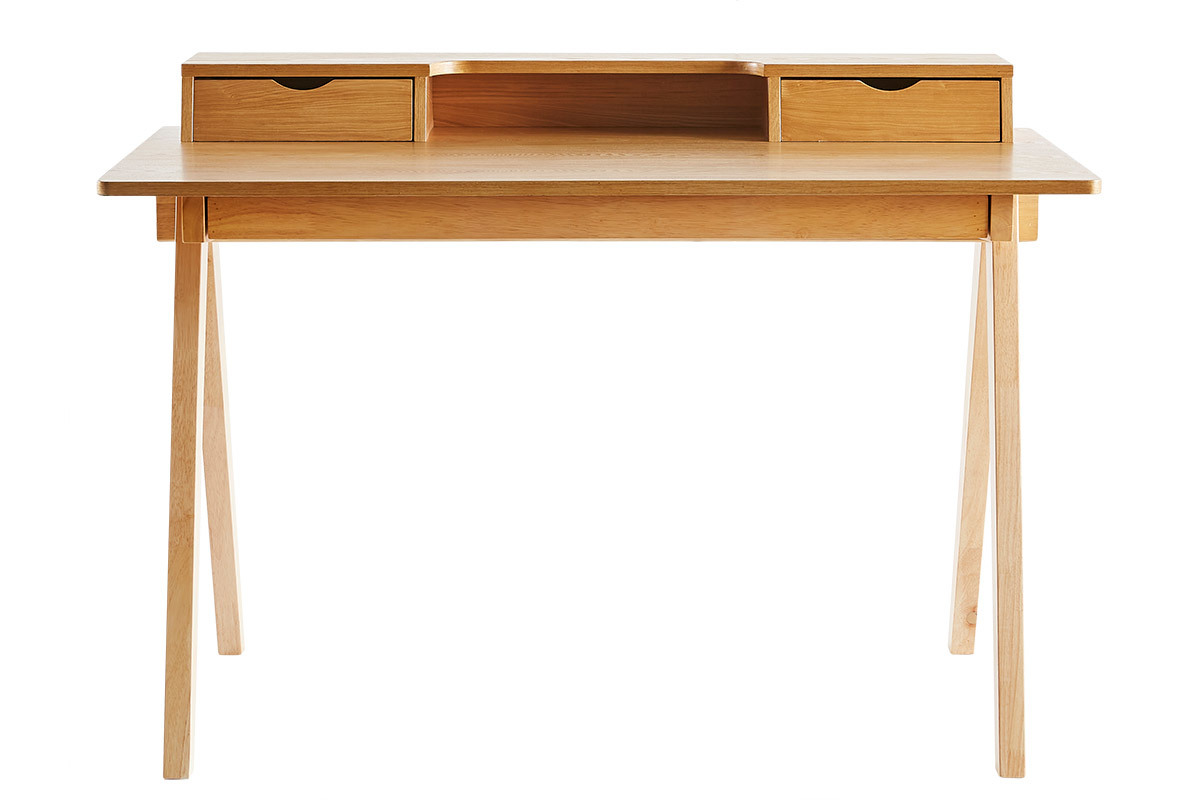 Bureau avec rangements bois clair L120 cm PULITO