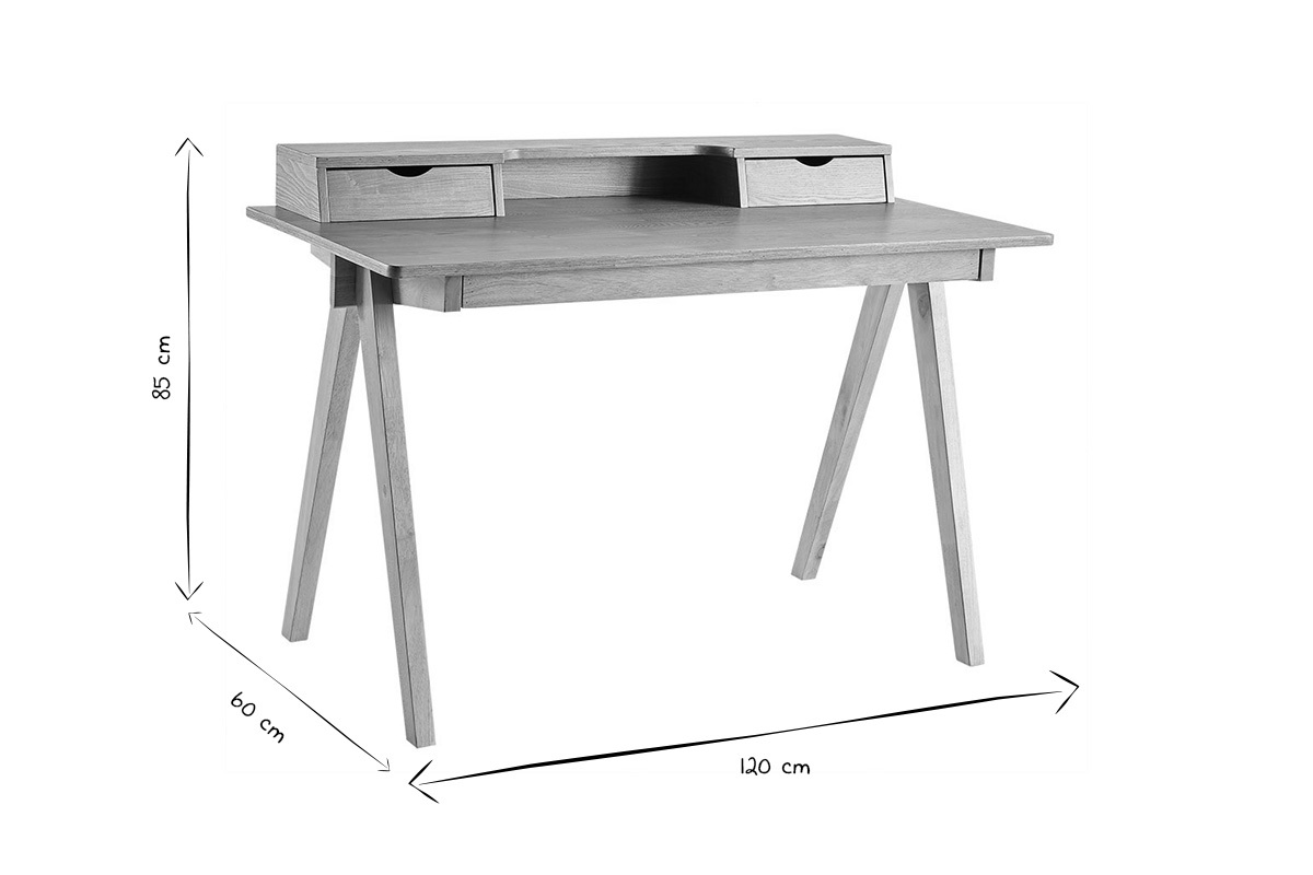 Bureau avec rangements bois clair L120 cm PULITO