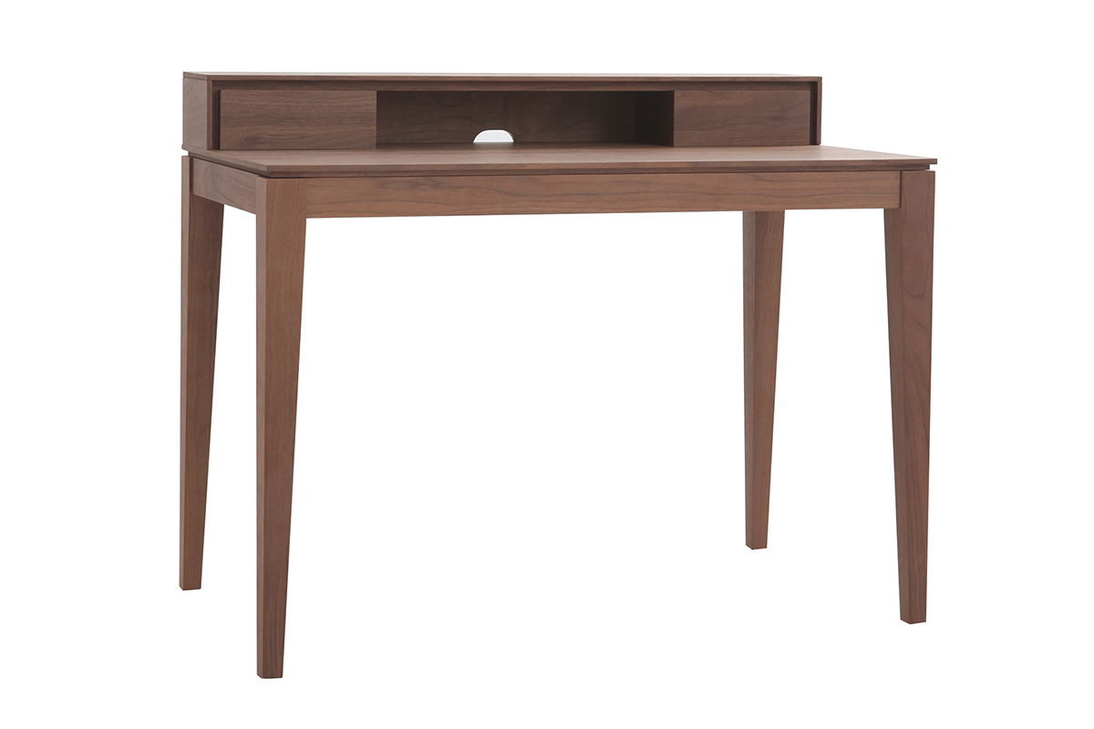 Bureau avec rangements bois fonc noyer L110 cm SEKRET