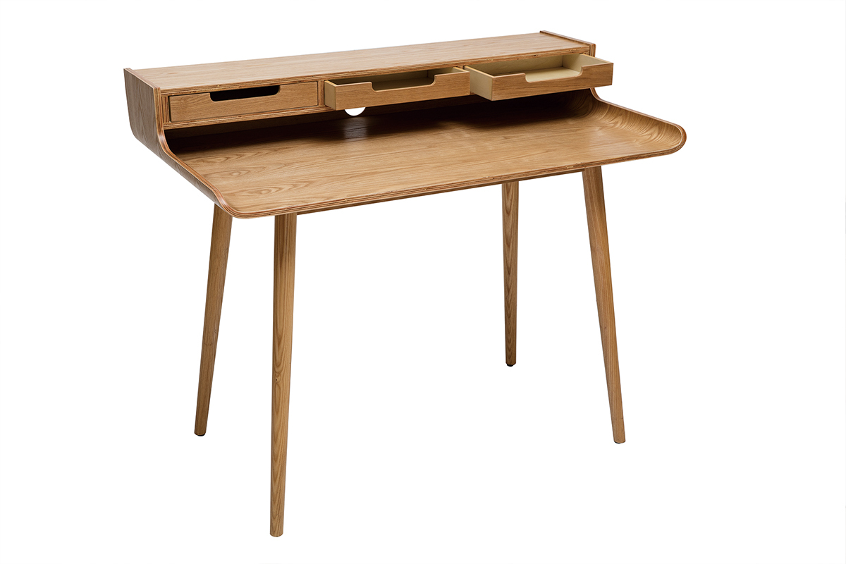 Bureau avec rangements scandinave bois clair L110 cm OPUS