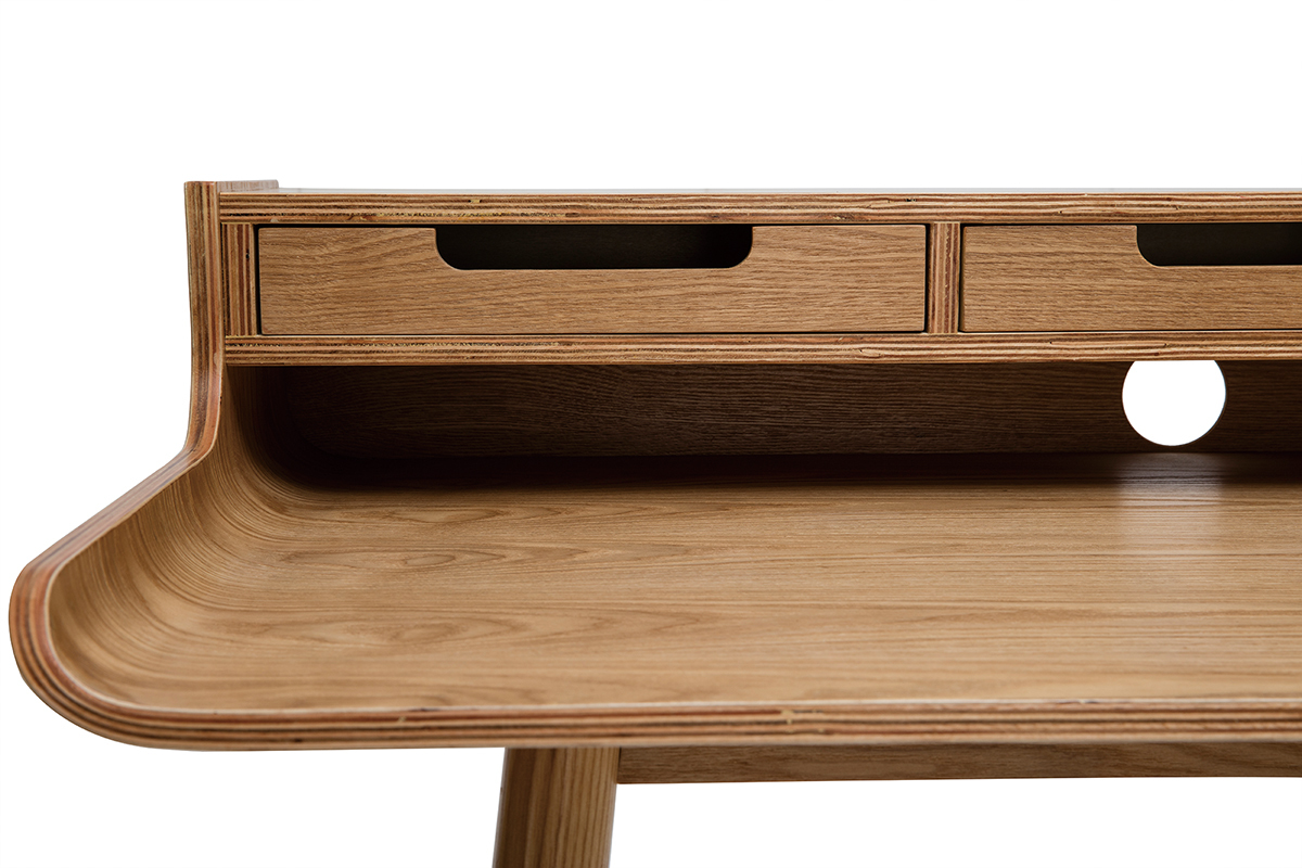 Bureau avec rangements scandinave bois clair L110 cm OPUS