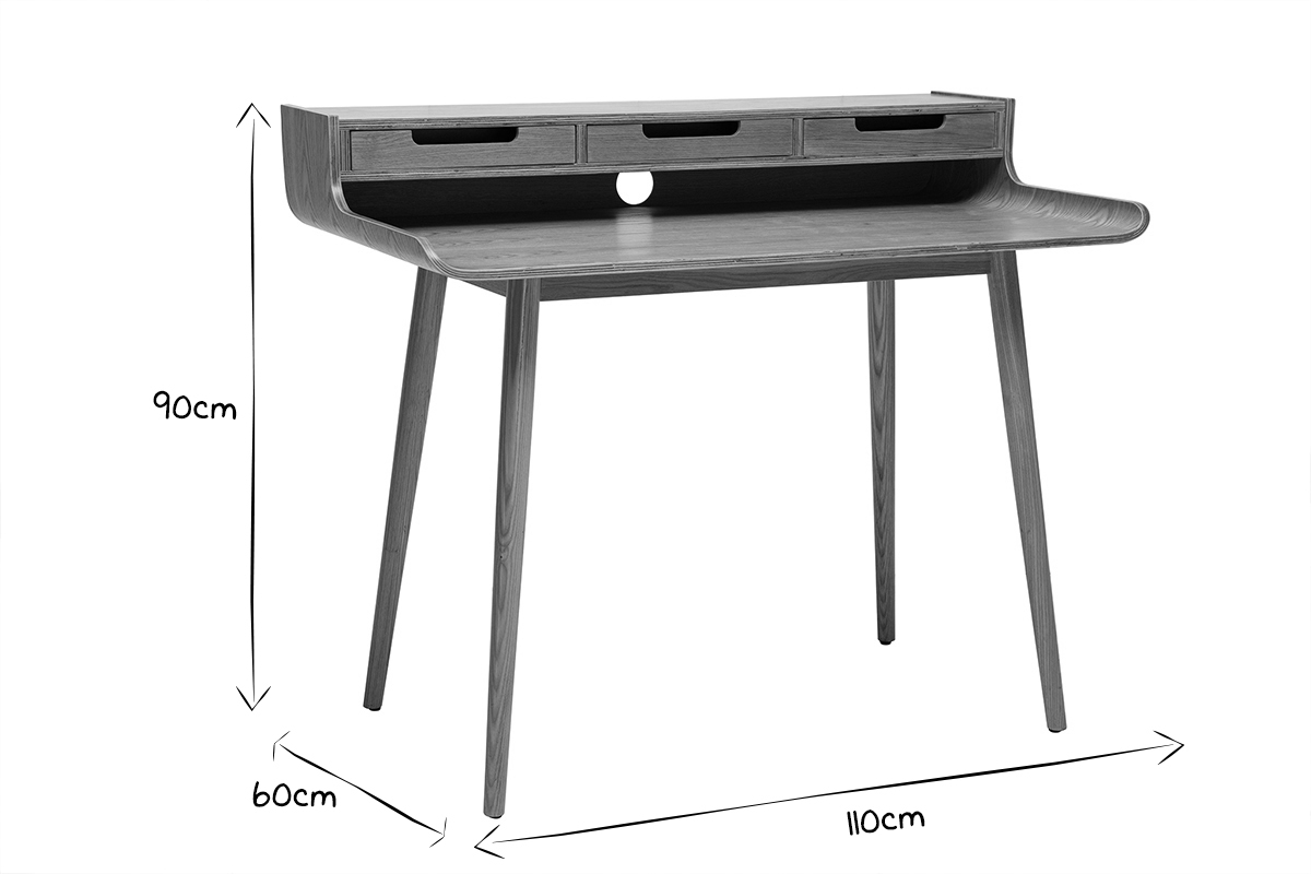 Bureau avec rangements scandinave bois clair L110 cm OPUS