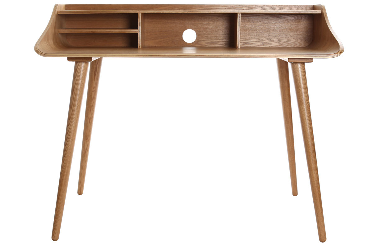 Bureau avec rangements vintage bois clair L120 cm NORDECO