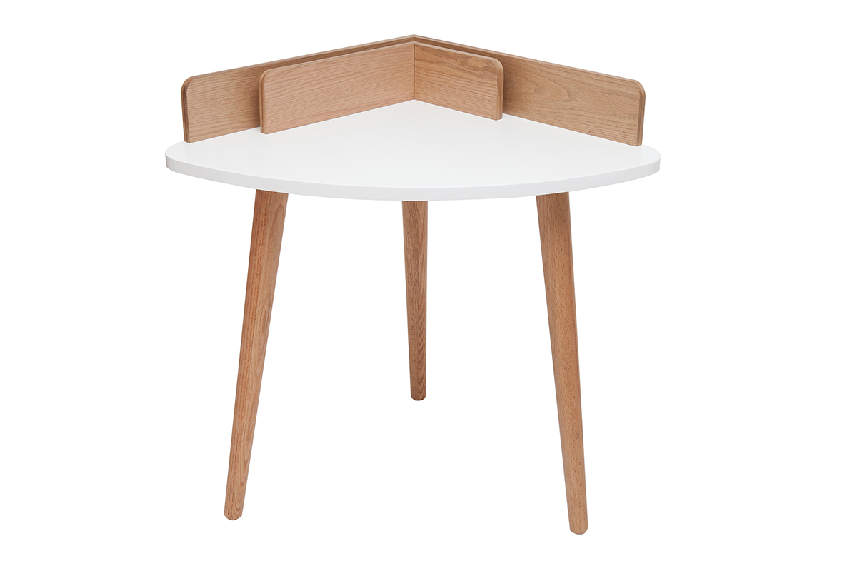 Bureau d'angle scandinave bois clair chne et blanc L90 cm TOGARY