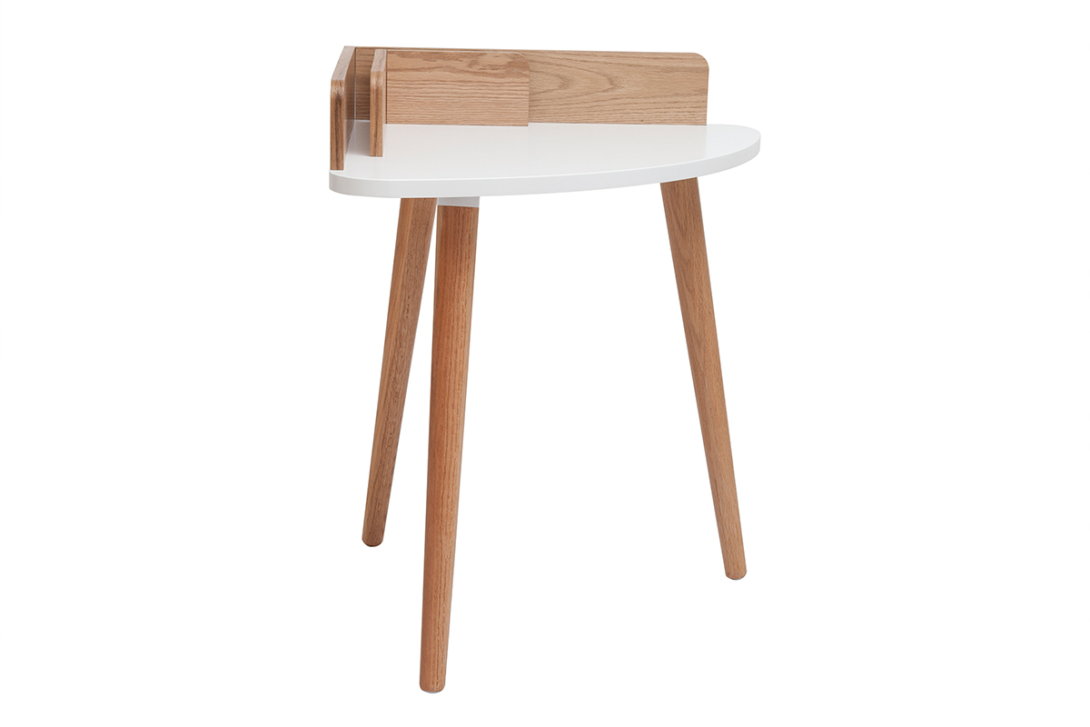 Bureau d'angle scandinave bois clair chne et blanc L90 cm TOGARY