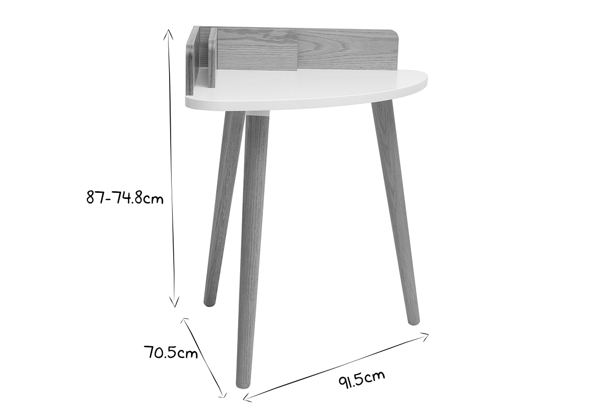 Bureau d'angle scandinave bois clair chne et blanc L90 cm TOGARY