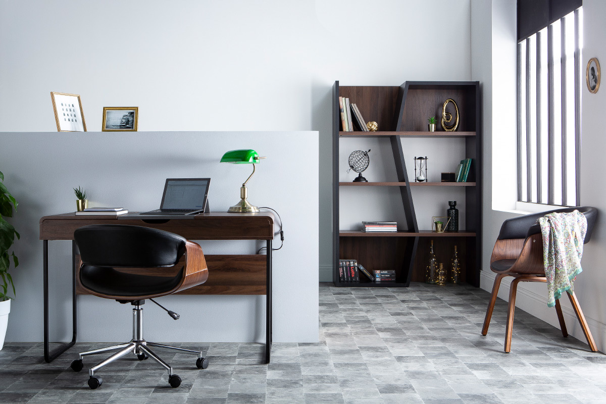 Bureau design avec plateau coulissant bois et gris QUINT