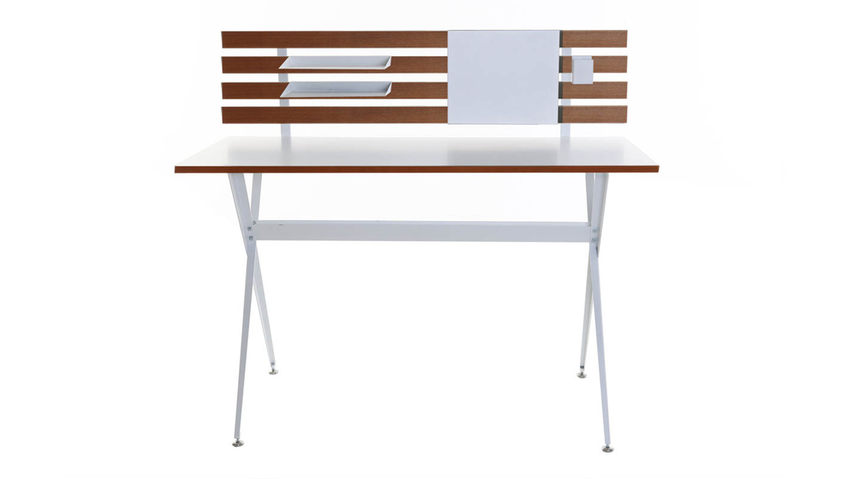 Bureau design blanc et placage bois ABSO