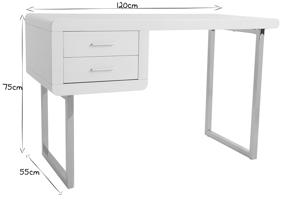 Bureau design blanc laqu ROXI