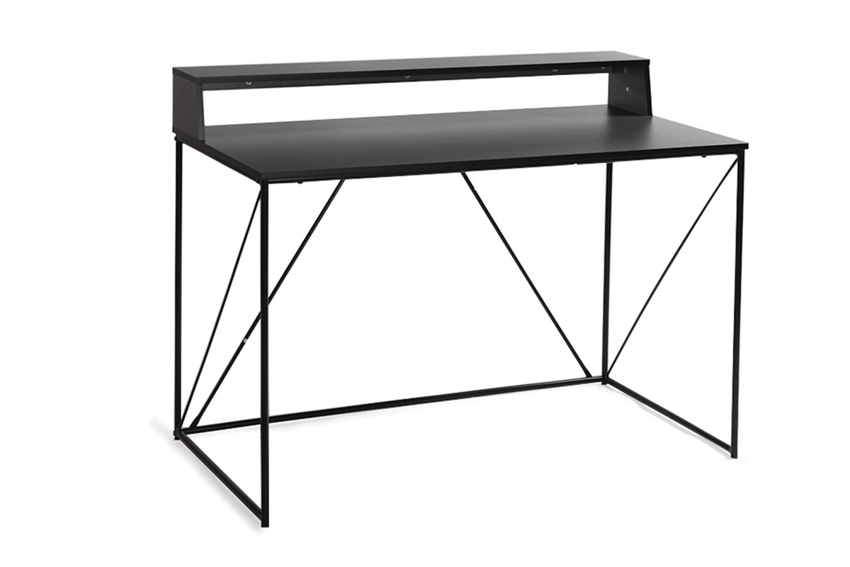 Bureau design mtal gris et noir L120 cm WALT