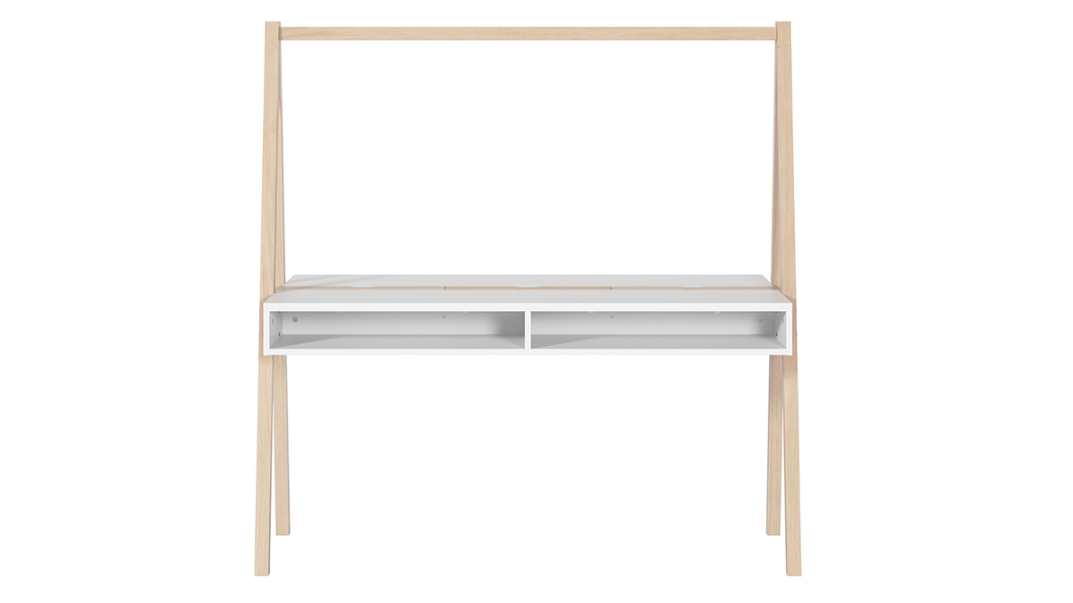 Bureau enfant avec rangements scandinave bois clair et blanc L140 cm EASY -  Miliboo
