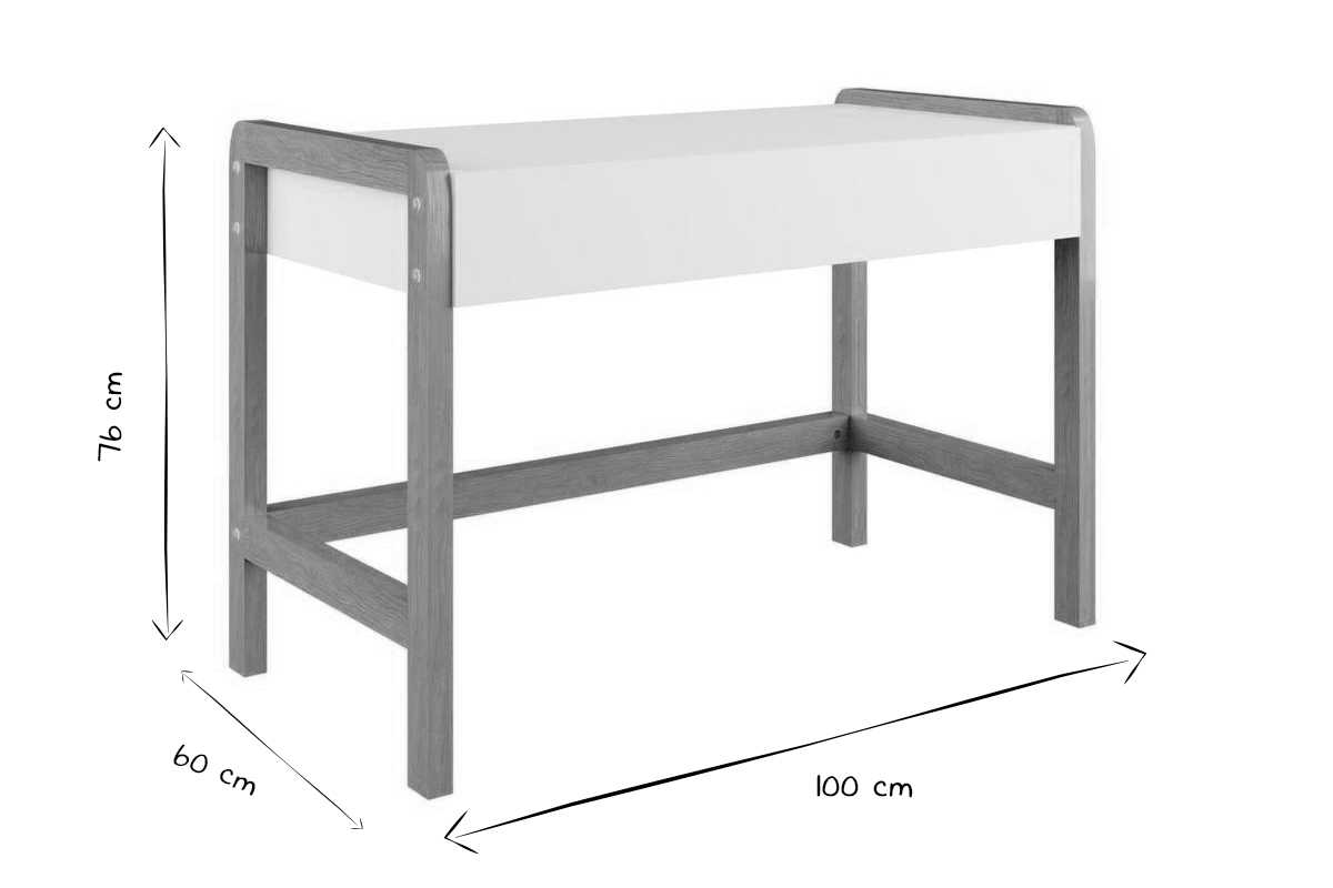 Bureau enfant scandinave blanc mat et bois clair chne L100 cm CELESTINE