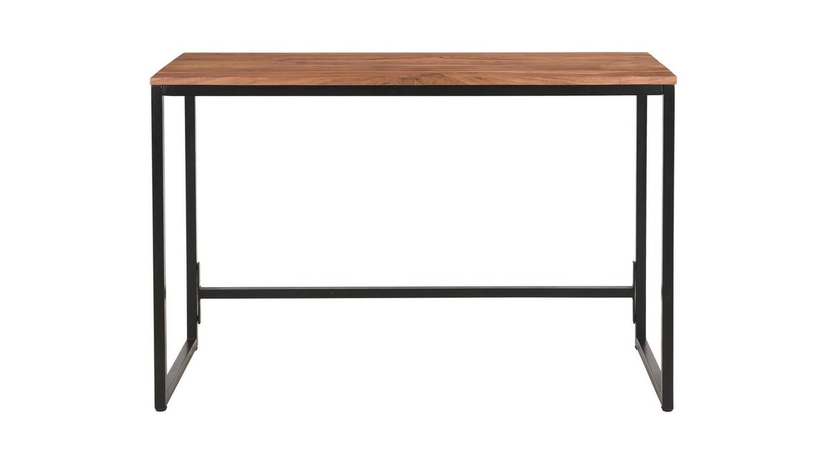 Bureau industriel bois massif et mtal noir L115 cm HOORN