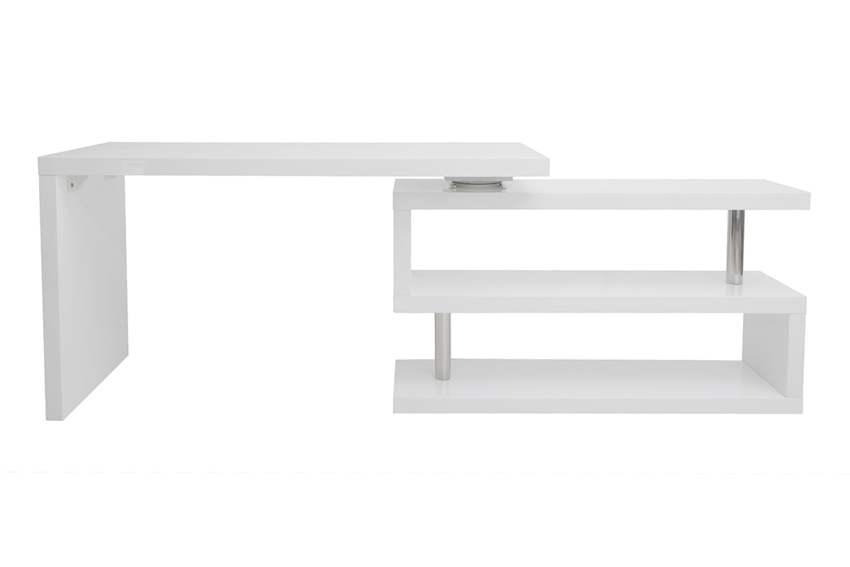 Bureau modulable design blanc laqu L140-218 cm MAX