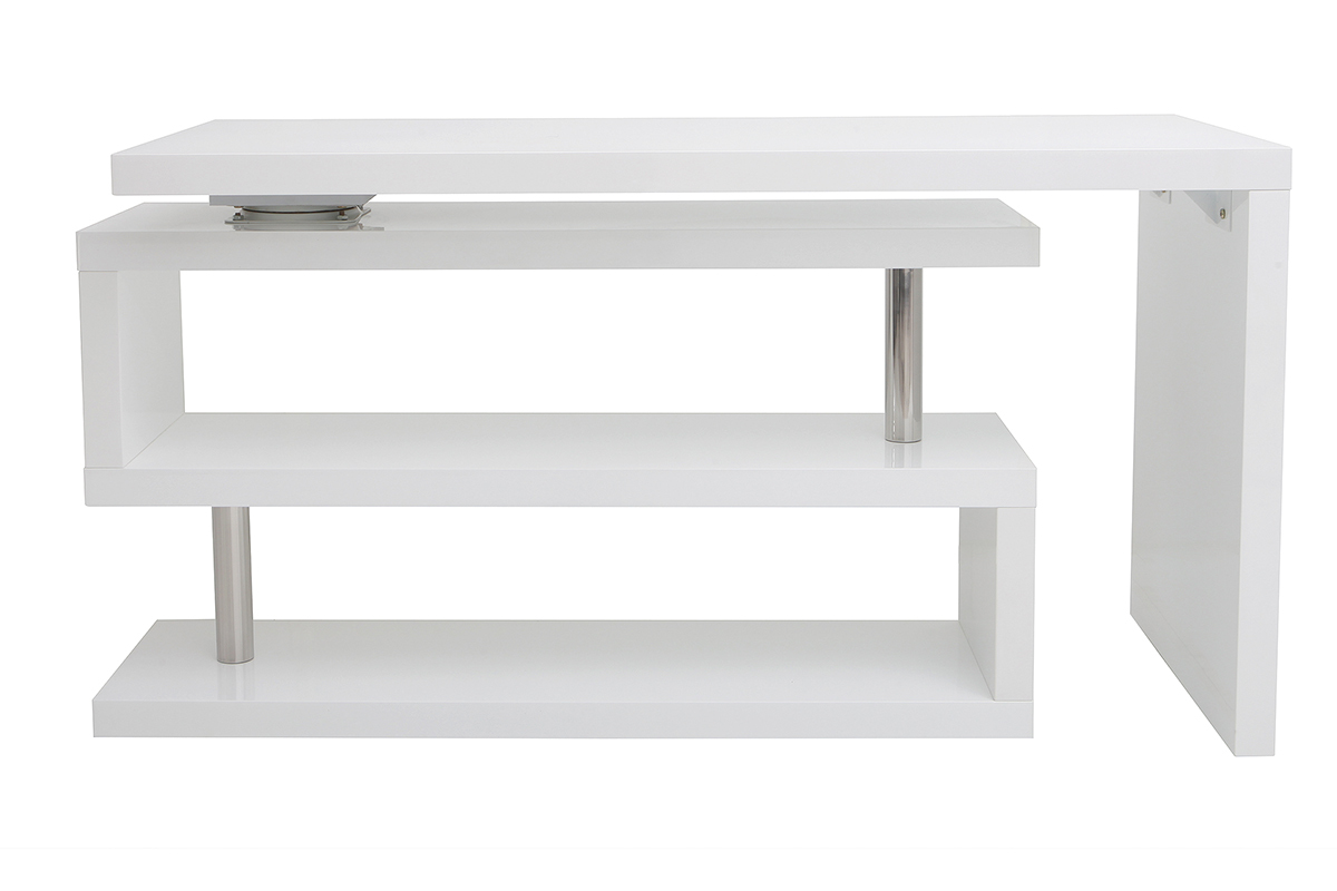 Bureau modulable design blanc laqu L140-218 cm MAX