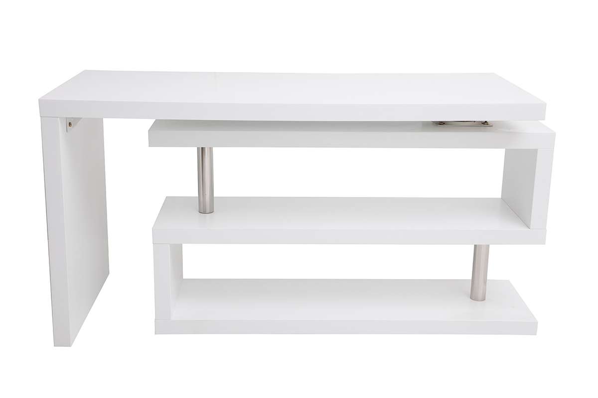 Bureau modulable  design blanc mat L140-218 cm MAX