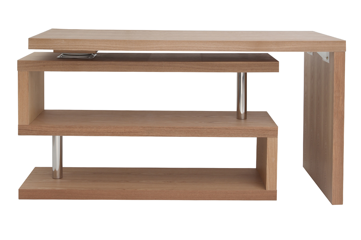 Bureau modulable design bois clair frne massif L140-218 cm MAX