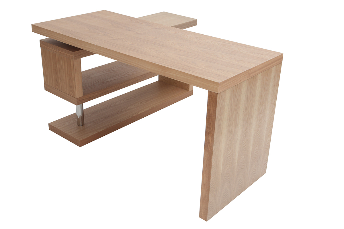 Bureau modulable design bois clair frne massif L140-218 cm MAX