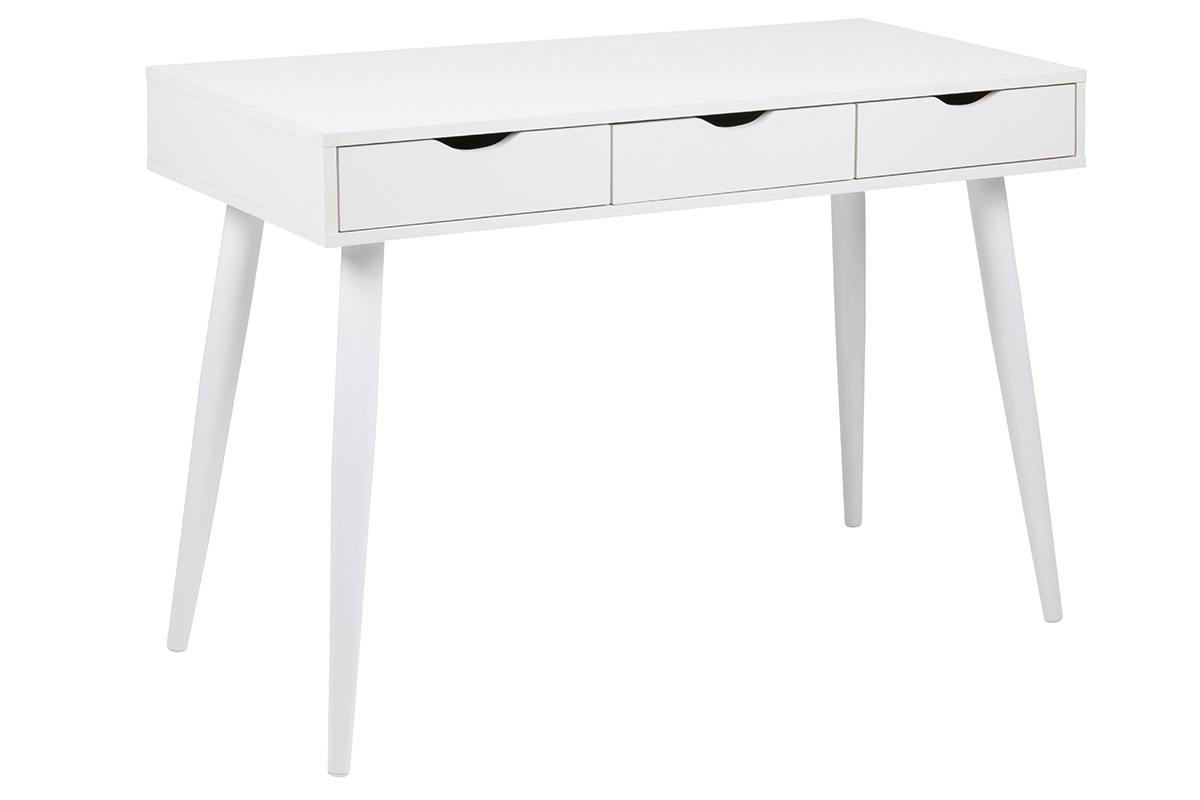 Bureau scandinave 3 tiroirs blanc mat BALZAC