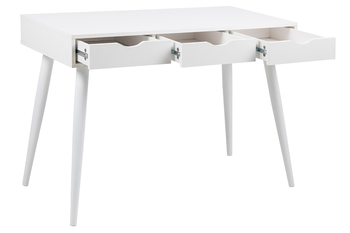 Bureau scandinave 3 tiroirs blanc mat BALZAC