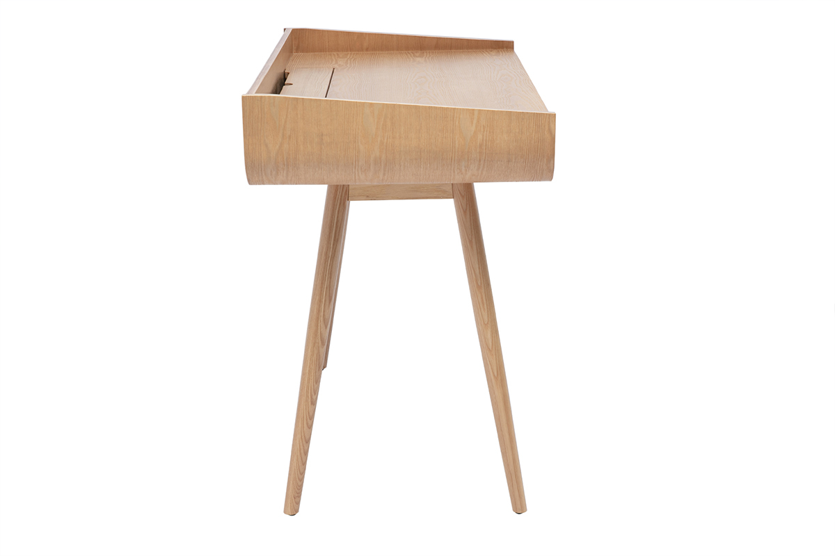 Bureau scandinave bois clair avec rangements 2 tiroirs L100 cm HALLEN