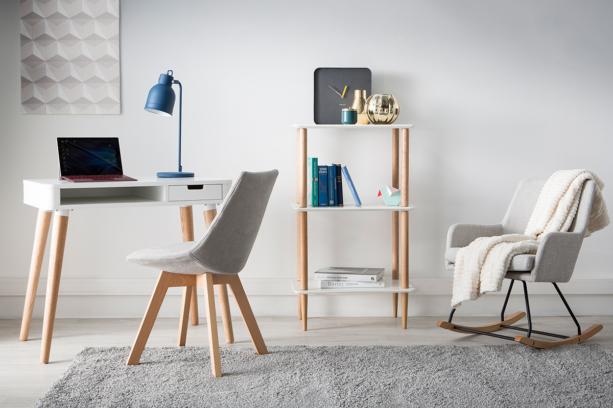 Bureau scandinave enfant bois et blanc TOTEM