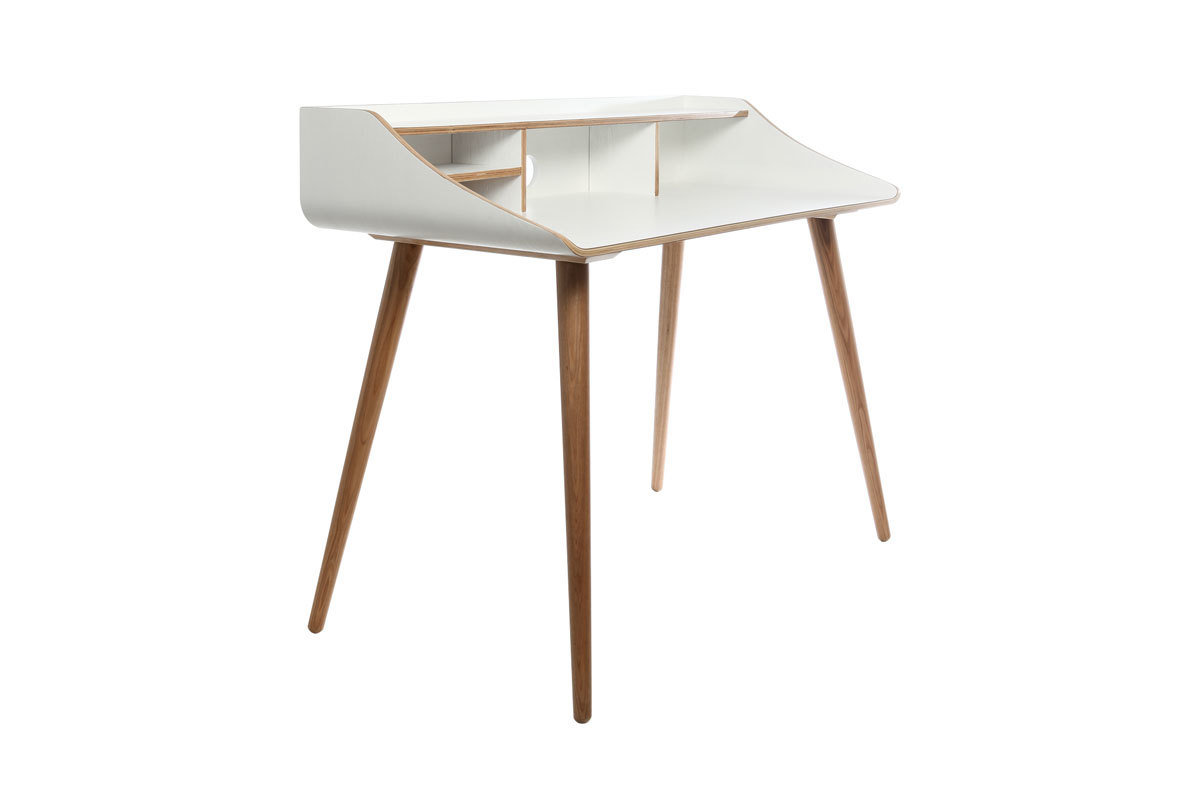 Bureau scandinave finition bois teint blanc NORDECO